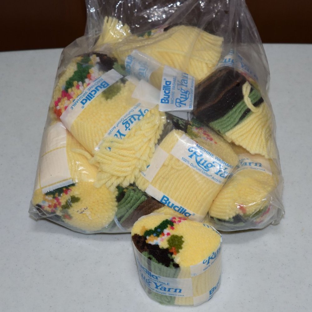 Lot of 12 Vintage NOB Bucilla Latch Hook Rug Yarn 100% Acrylic Assorted Pre-Cut